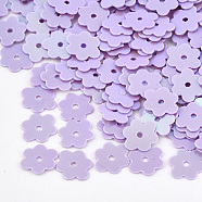 Ornament Accessories, PVC Plastic Paillette/Sequins Beads, Flower, Lilac, 6x7~7.5x0.4mm, Hole: 1mm, about 35000pcs/500g(PVC-S033-07E)