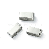 304 Stainless Steel Slide Charms/Slider Beads, For Leather Cord Bracelets Making, Rectangle, Stainless Steel Color, 4x9.6x4.6mm, Hole: 8x3mm(STAS-C016-08A-P)