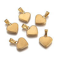Fashionable 304 Stainless Steel Stamping Blank Tag Pendants, Heart, Golden, 17x16x3mm, Hole: 3.5x6mm(STAS-J002A-01G)