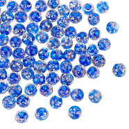 Luminous Handmade Gold Sand Lampwork Beads, Round, Blue, 8x7mm, Hole: 1.6mm, 80pcs/box(LAMP-NB0001-79D)