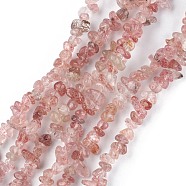 Natural Strawberry Quartz Beads Strands, Chip, 1.5~4.5x3~13x2.5~8mm, Hole: 0.6mm, 30.94~31.97 inch(78.6~81.2cm)(G-G0003-B06)