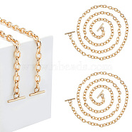 Iron Cable Chain Bag Handles, with T-Bar Clasps, for Purse Making, Golden, 100cm(DIY-WH0366-55G)