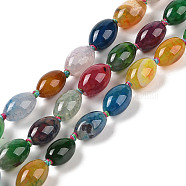 Natural Agate Beads Strands, Dyed & Heated, Oval, Mixed Color, 14.5x10.5mm, Hole: 1.4mm, about 25pcs/strand, 16.34''(41.5cm)(G-P535-D01-01)