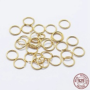 925 Sterling Silver Open Jump Rings, Round Rings, Real 18K Gold Plated, 21 Gauge, 4x0.7mm, Inner Diameter: 2mm, about 243pcs/10g(STER-F036-02G-0.7x4mm)