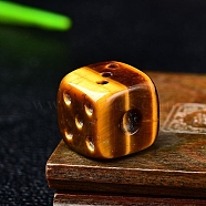 Natural Tiger Eye Carved Dice Figurines Statues for Home Office Desktop Decoration, 15x15x15mm(PW-WG06413-02)