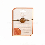 Natural Carnelian Macrame Pouch Braided Bead Bracelet, Wax Cord Adjustable Bracelet, 9-7/8 inch(25cm)(FIND-PW0023-01B)