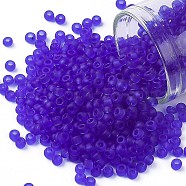 TOHO Round Seed Beads, Japanese Seed Beads, (942F) Sapphire Transparent Matte, 8/0, 3mm, Hole: 1mm, about 10000pcs/pound(SEED-TR08-0942F)