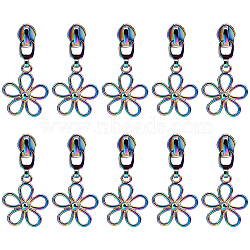 14Pcs Flower #5 Zinc Alloy Replacement Zipper Sliders, for Luggage Suitcase Backpack Jacket Bags Coat, Rainbow Color, 4.95x2.5x0.95cm(FIND-GF0005-70C)