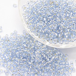 6/0 Transparent Glass Round Seed Beads, Grade A, Silver Lined, Alice Blue, 3.6~4.0mm, Hole: 1.2mm, about 5000pcs/pound(SEED-J010-F6-32)