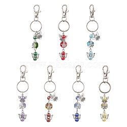 7 Pcs Acrylic with Glass Keychains, with Alloy Charms and Swivel Clasp, Angel, Mixed Color, 11.7cm(KEYC-JKC00915)