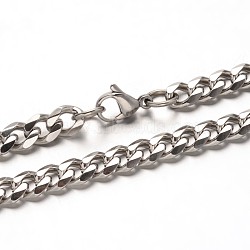 Trendy 304 Stainless Steel Curb Chain Bracelets, with Lobster Clasps, Faceted, Stainless Steel Color, 8-1/2 inch(215mm)(BJEW-L510-16)