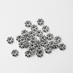Tibetan Style Alloy Daisy Spacer Beads, Antique Silver, 6x1.8mm, Hole: 1mm(X-TIBEB-O004-07)