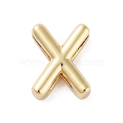 Rack Plating Brass Beads, for Personalized Name Necklace Making, Cadmium Free & Lead Free, Long-Lasting Plated, Real 18K Gold Plated, Letter X, 14.7x11.5x4.5mm, Hole: 1.5x10.5mm(KK-A208-10X)