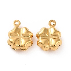 304 Stainless Steel Pendants, Clover Charms, Golden, 13.1x10x4.7mm, Hole: 1mm(STAS-D243-12G)