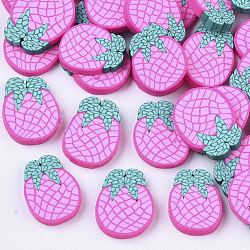 Handmade Polymer Clay Cabochons, Pineapple, Violet, 11~12.5x8.5~10x1.5~2mm, about 250pcs/50g(X-CLAY-R087-09)