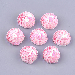 Foam Cabochons, with Sequins/ Paillettes, Half Round/Dome, Pink, 25~26x13~15mm; about 100pcs/bag(KY-T007-01B-10)