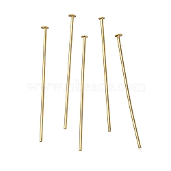 Brass Flat Head Pins, Lead Free & Cadmium Free, Real 24K Gold Plated, 25.5x0.8mm, Head: 2mm(KK-H502-01D-G)