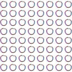 100Pcs Ion Plating(IP) Rainbow Color 304 Stainless Steel Open Jump Rings, Round Ring, 8x1mm, 18 Gauge, Inner Diameter: 6mm(STAS-UN0039-09)