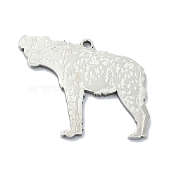 201 Stainless Steel Pendants, Laser Cut, Dog Charm, Stainless Steel Color, 22.5x29x1mm, Hole: 1.5mm(STAS-R118-02P)