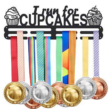 Iron Medal Hanger Holder Display Wall Rack, with Screws, Word I Run For Cupcakes, Food, 150x400mm
