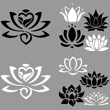 4Pcs 4 Styles PET Waterproof Self-adhesive Car Stickers, Reflective Decals for Car, Motorcycle Decoration, White & Black, July Lotus, 200x200mm, 1pc/style