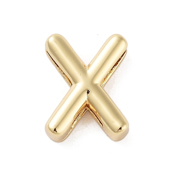 Rack Plating Brass Beads, Cadmium Free & Lead Free, Long-Lasting Plated, Real 18K Gold Plated, Letter X, 14.7x11.5x4.5mm, Hole: 1.5x10.5mm