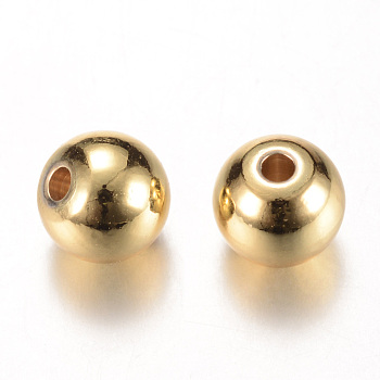 Brass Spacer Beads, Round, Golden, 3x2.5mm, Hole: 1.5mm