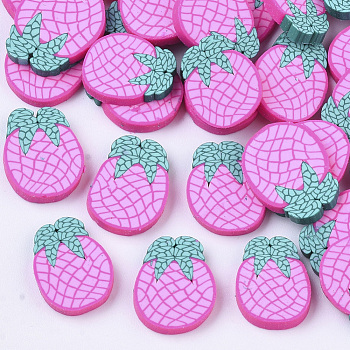 Handmade Polymer Clay Cabochons, Pineapple, Violet, 11~12.5x8.5~10x1.5~2mm, about 250pcs/50g