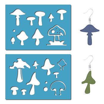 Acrylic Earring Handwork Template, Card Leather Cutting Stencils, Deep Sky Blue, Mushroom Pattern, 130x90x2mm, 2pcs/set