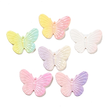 Gradient Color Opaque Resin Decoden Cabochons, Butterfly, Mixed Color, 28.5x38.5x3.5mm