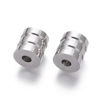 304 Stainless Steel Groove Beads, Column, Stainless Steel Color, 10.5x10mm, Hole: 3mm