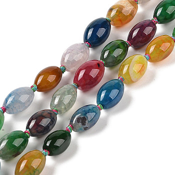 Natural Agate Beads Strands, Dyed & Heated, Oval, Mixed Color, 14.5x10.5mm, Hole: 1.4mm, about 25pcs/strand, 16.34''(41.5cm)