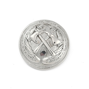 304 Stainless Steel Buttons, 1-Hole, Half Round, Stainless Steel Color, Axe, 25x10mm, Hole: 3x2mm