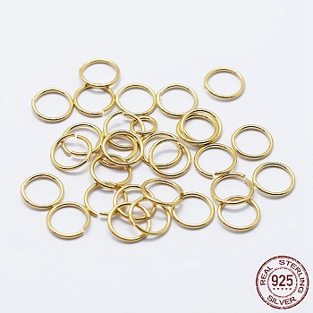 925 Sterling Silver Open Jump Rings, Round Rings, Real 18K Gold Plated, 21 Gauge, 4x0.7mm, Inner Diameter: 2mm, about 243pcs/10g