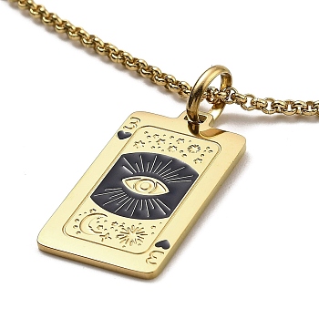 304 Stainless Steel Tarot Pendant Necklaces, Golden, 18.31~18.50 inch(46.5~47cm)