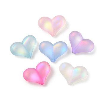 Transparent Spray Painted Acrylic Beads, Heart, Mixed Color, 16x22x8mm, Hole: 1.6mm