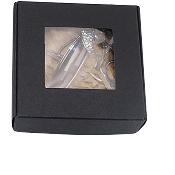 Square Paper Boxes with Clear Window, for Soap Packaging, Black, 8.5x8.5x3.5cm