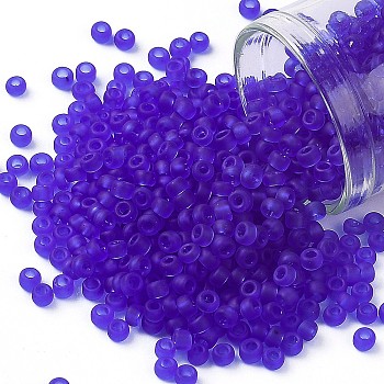 TOHO Round Seed Beads, Japanese Seed Beads, (942F) Sapphire Transparent Matte, 8/0, 3mm, Hole: 1mm, about 10000pcs/pound