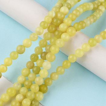 Natural Lemon Jade Beads Strands, Round, 6mm, Hole: 0.8mm, about 59~63pcs/strand, 14.96~15.12 inch(38~38.4cm)