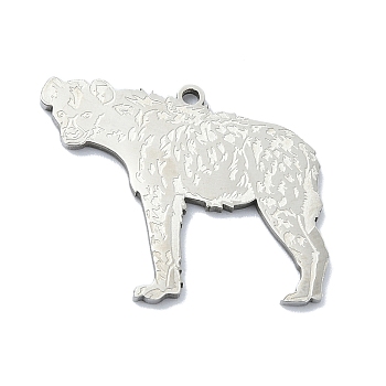 201 Stainless Steel Pendants, Laser Cut, Dog Charm, Stainless Steel Color, 22.5x29x1mm, Hole: 1.5mm