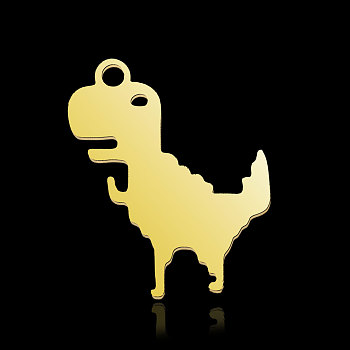 201 Stainless Steel Pendants, Dinosaur, Real 18K Gold Plated, 19x15.5x1mm, Hole: 1.6mm