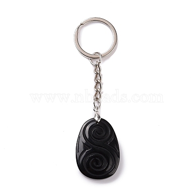 Natural Gemstone Teardrop with Spiral Pendant Keychain(KEYC-A031-02P)-3