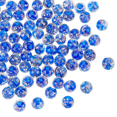 Blue Round Lampwork Beads