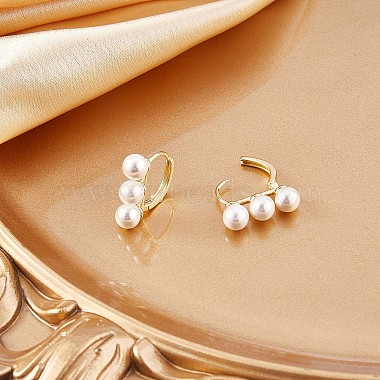 Triple Shell Pearl Beaded Hoop Earrings(JE1001A)-5