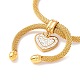 Bracelet coulissant à breloques en forme de cœur avec strass en cristal et chaîne à mailles rondes pour femme(BJEW-C013-08G)-3