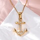 304 Stainless Steel Crystal Rhinestone Anchor Pendant Necklaces(NJEW-Z057-01C-G)-2