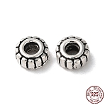 925 Sterling Silver Corrugated Beads, Flat Round, Antique Silver, 4.5x2mm, Hole: 1.6mm(STER-P053-09A-AS)
