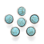 Zinc Metal Alloy & Natural Turquoise Buttons, 1-Hole, Flat Round, Antique Silver, 12mm, Hole: 2.5mm(BUTT-WH0057-001BAS)