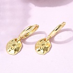 Nuggets Brass Hoop Earrings, Long-Lasting Plated, Rack Plating, Lead Free & Cadmium Free, Real 18K Gold Plated, 25x8.5mm(EJEW-H108-22G)