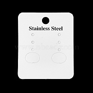 Paper Jewelry Display Cards, Earring Display Cards, Rectangle with Word Stainless Steel, WhiteSmoke, 5.45x4.5x0.05cm, Hole: 6mm and 2mm and 11x8mm(CDIS-M005-33A)